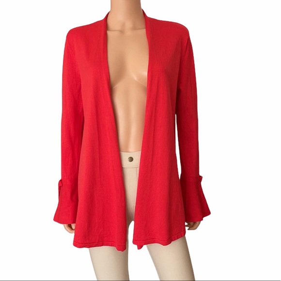 Carmen Marc Valvo red open cardigan bell cuff - Picture 9 of 9